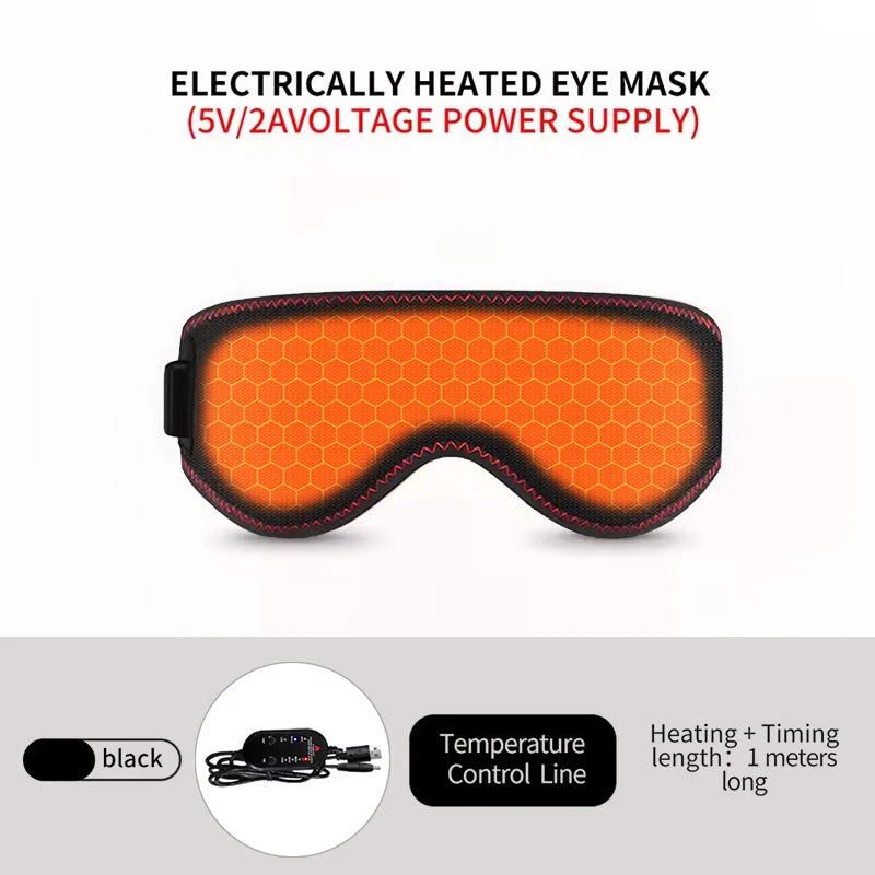 Heated eye mask with inline controller